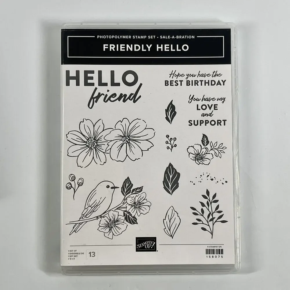 Stampin’ Up! Photopolymer Stamp Set FRIENDLY HELLO #158075 Set of 13